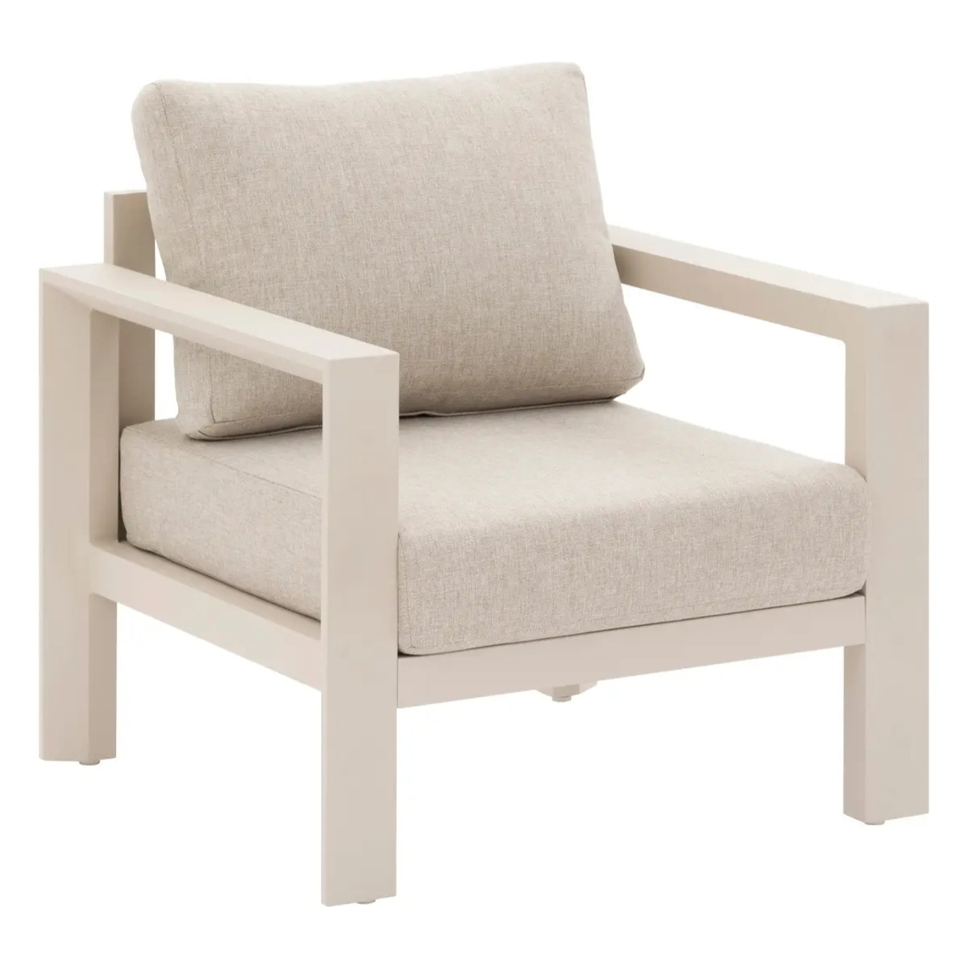 Salon de jardin "Évasion" argile & lin 5 places en oléfine et aluminium