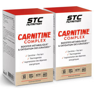 Carnitine Complex - Action brûle-graisses démontrée - Active la thermogénèse - 1500 mg L-Carnitine + Thé Vert - Vegan - Cure 30 jours