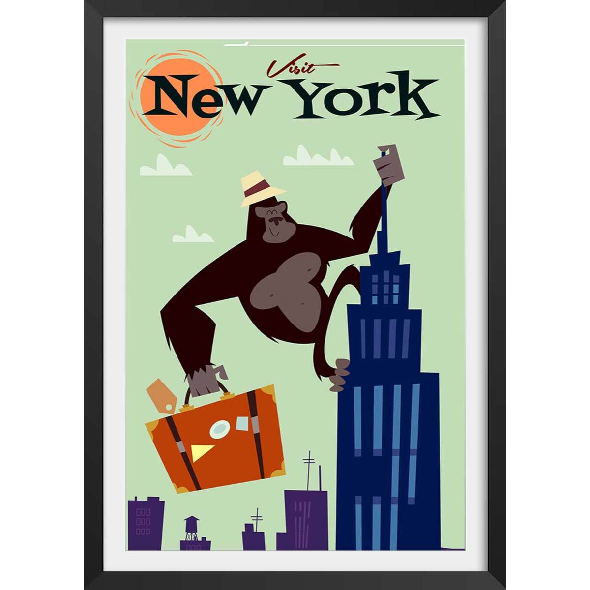 Affiche King- Kong Affiche + cadre en bois - Noir