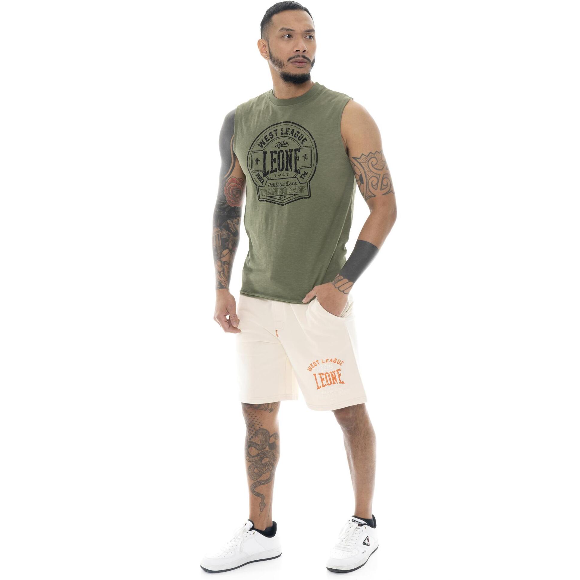 T-shirt smanicata da uomo in cotone Leone Military 1947