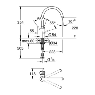 GROHE Concetto Mitigeur monocommande orientable Evier finition Supersteel 32661DC3