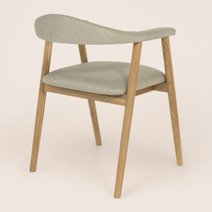 Lore - chaise en chêne massif et tissu - Bois / Beige