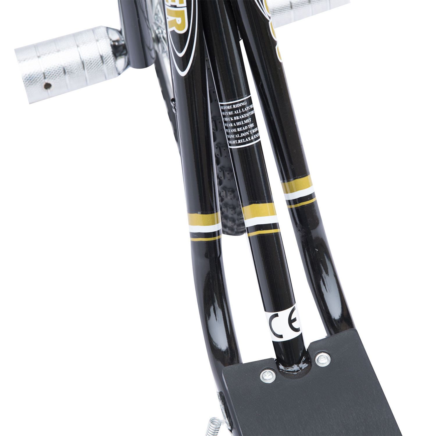 Trottinette patinette freestyle grandes roues pneumatiques Ø 41 cm hauteur guidon réglable béquille pegs inclus acier noir