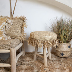 Tabouret en teck et en jute  TILOS