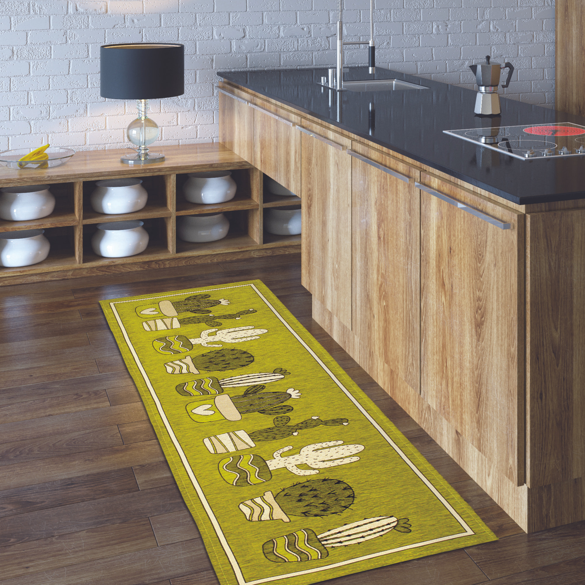 TAPPETO DA CUCINA CACTUS GRIGIO PERLA