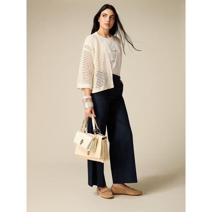 Oltre - Pantaloni palazzo misto cotone - Blu