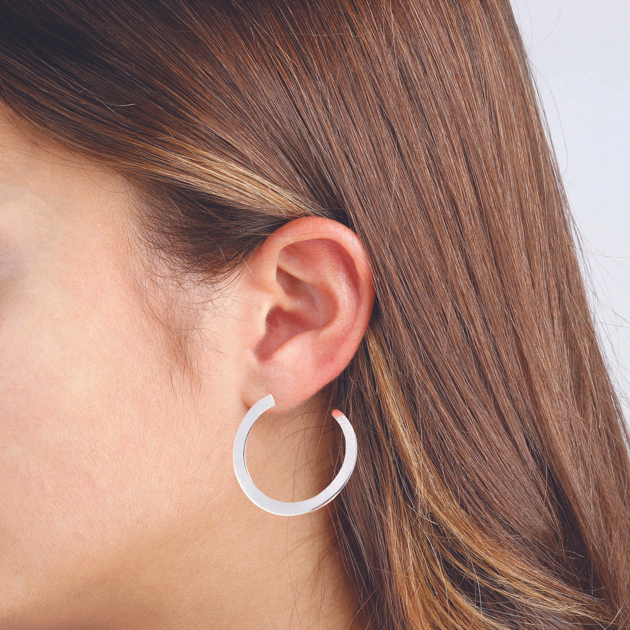 Orecchini a Cerchio Semi Aperti in Argento 925 placcato Platino