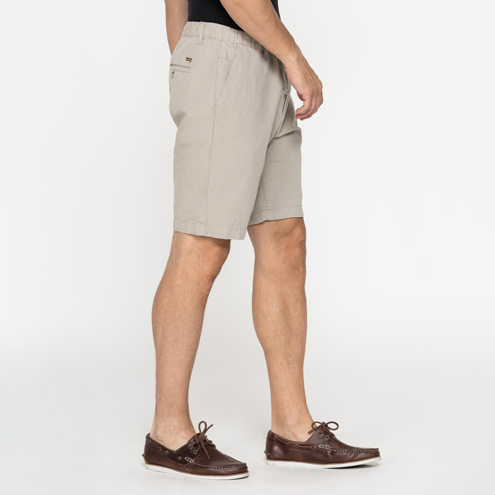 BERMUDA CHINO IN TESSUTO LINO E COTONE CON COULISSE