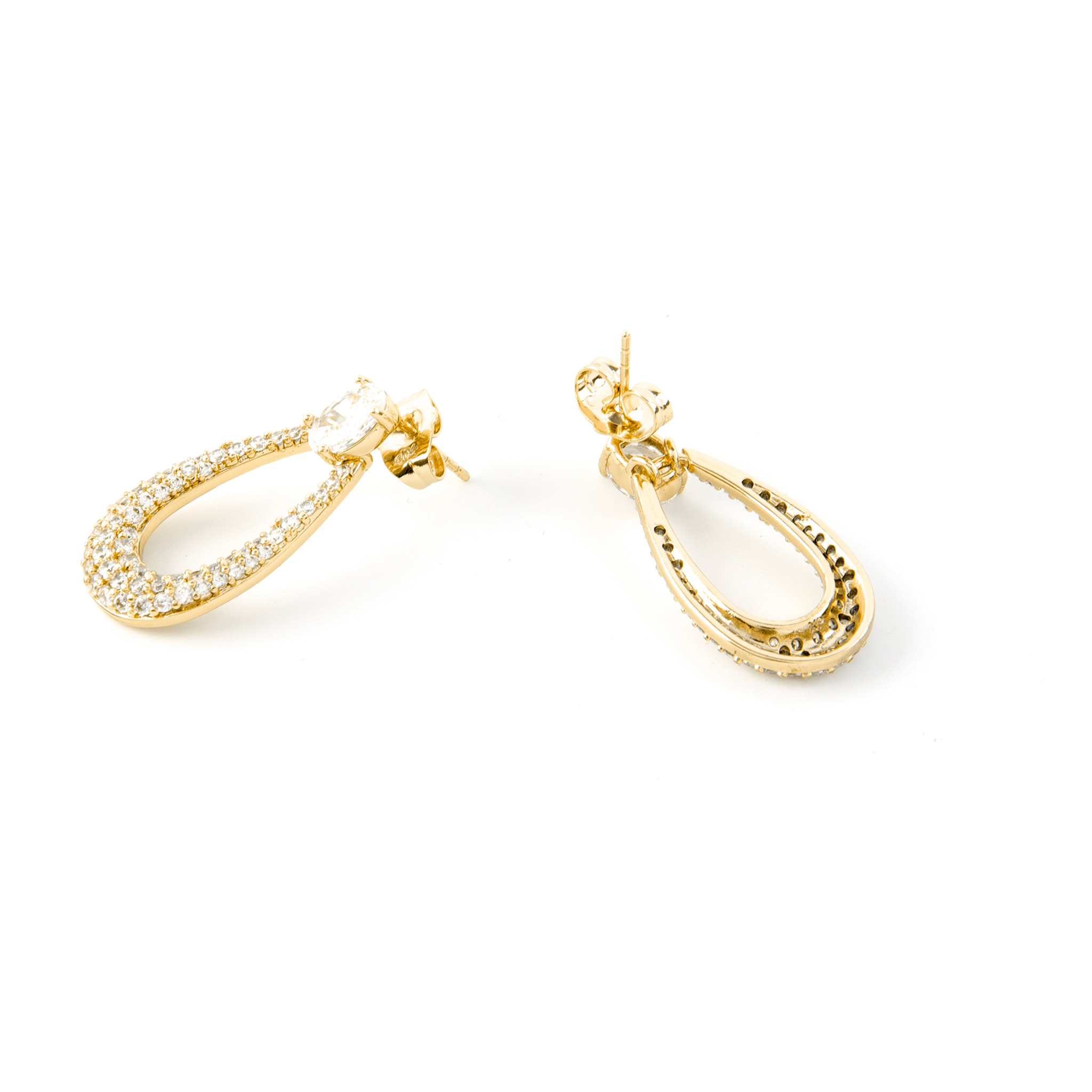 Pendientes con Circonita Brillante acabado oro 18k