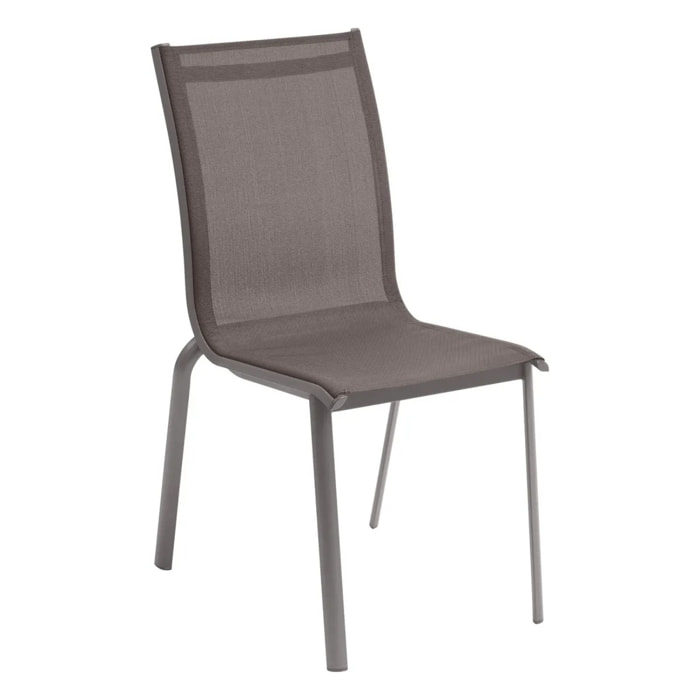 Chaise de jardin empilable "Axant" wengé & praline en aluminium traité époxy