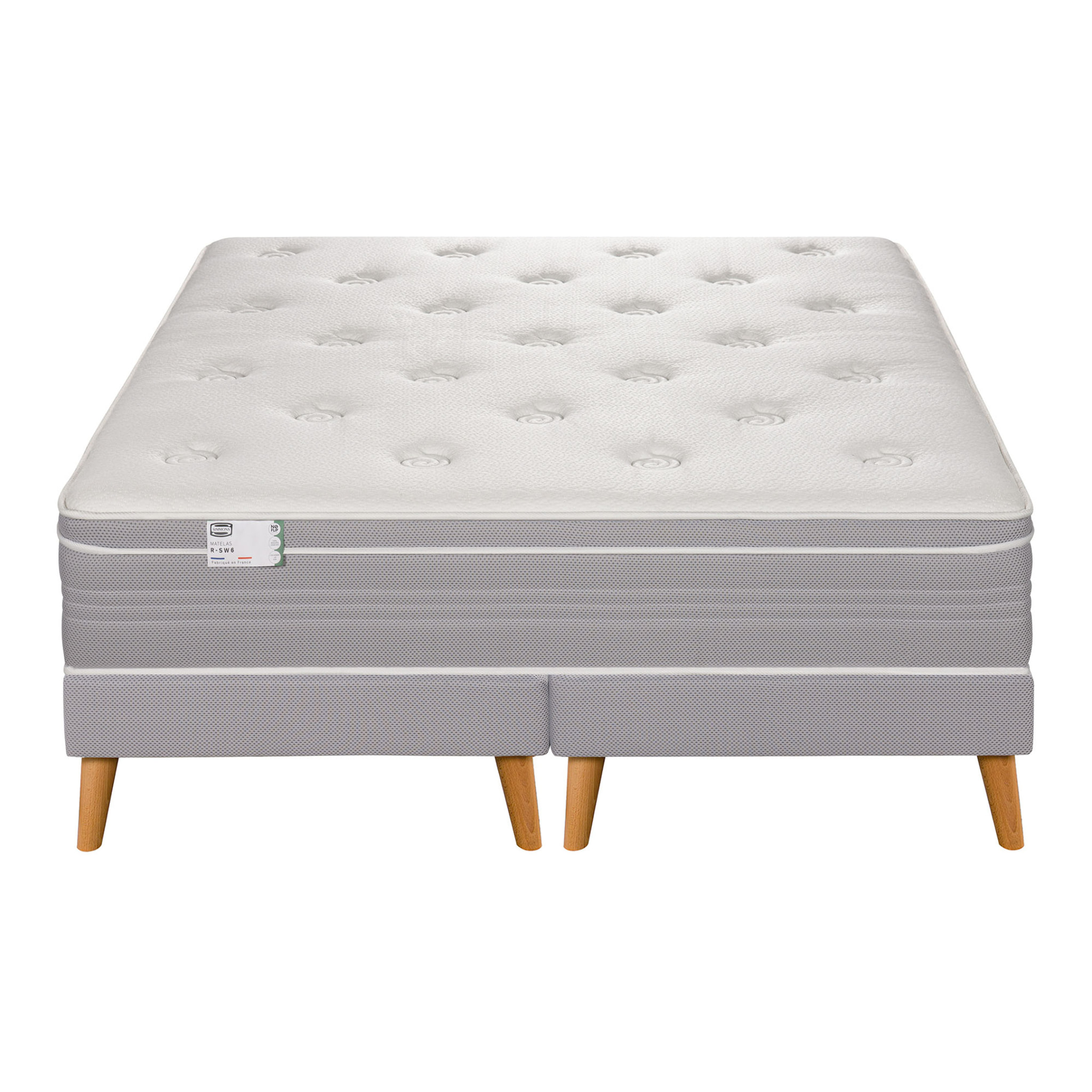 Ensemble L'ELEGANT matelas H30 ressort ensachés, ferme, 2 sommiers