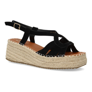 Sandalia de cuña de yute para mujer, comodas y elegantes, diseño moderno con tiras en la pala