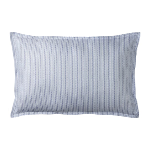 Taie d'oreiller imprimée en lin, ULYSSE, Bleu Denim
