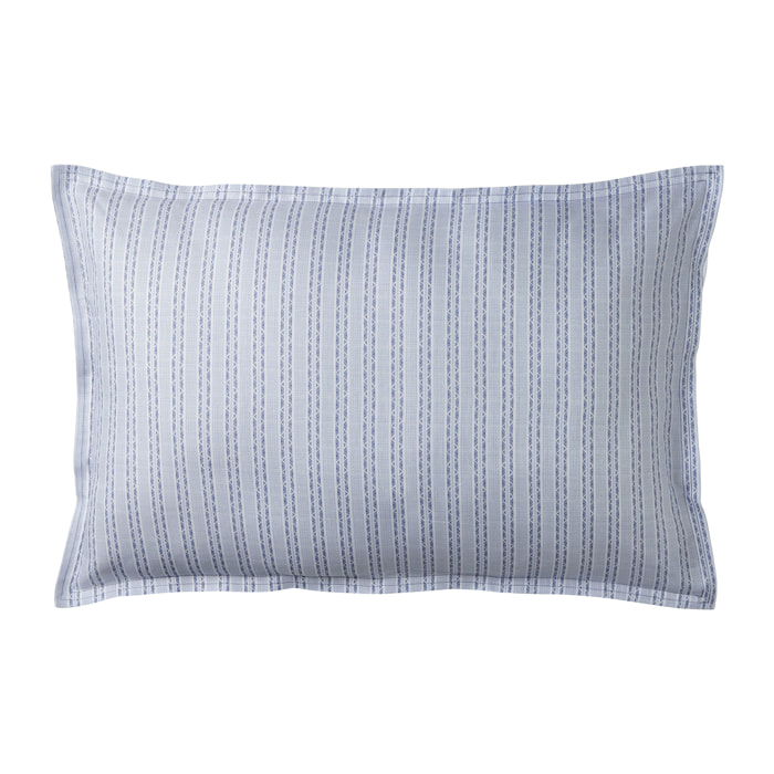 Taie d'oreiller imprimée en lin, ULYSSE, Bleu Denim