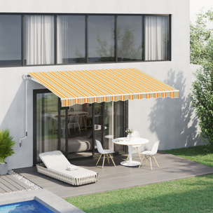 Toldo Manual Retráctil 300x250 cm Toldo para Balcón con Manivela de Metal Impermeable y Anti-UV Toldo Enrollable de Exterior para Jardín Terraza Ventanas Amarillo y Blanco