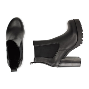 Chelsea boots neri in eco-pelle, tacco 9,5 cm