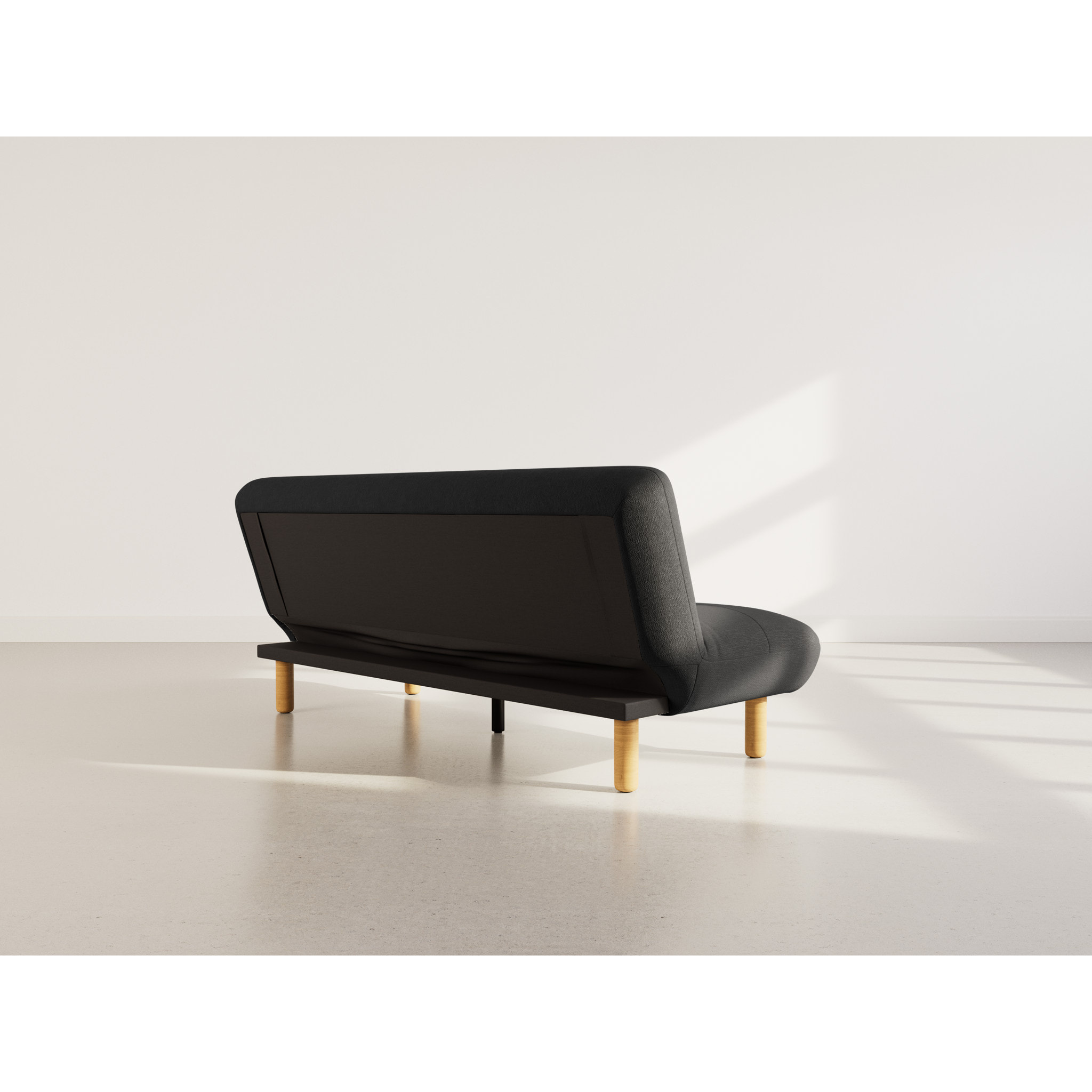 Soan - Banquette 2 places convertible clic-clac en velours texturé - Noir