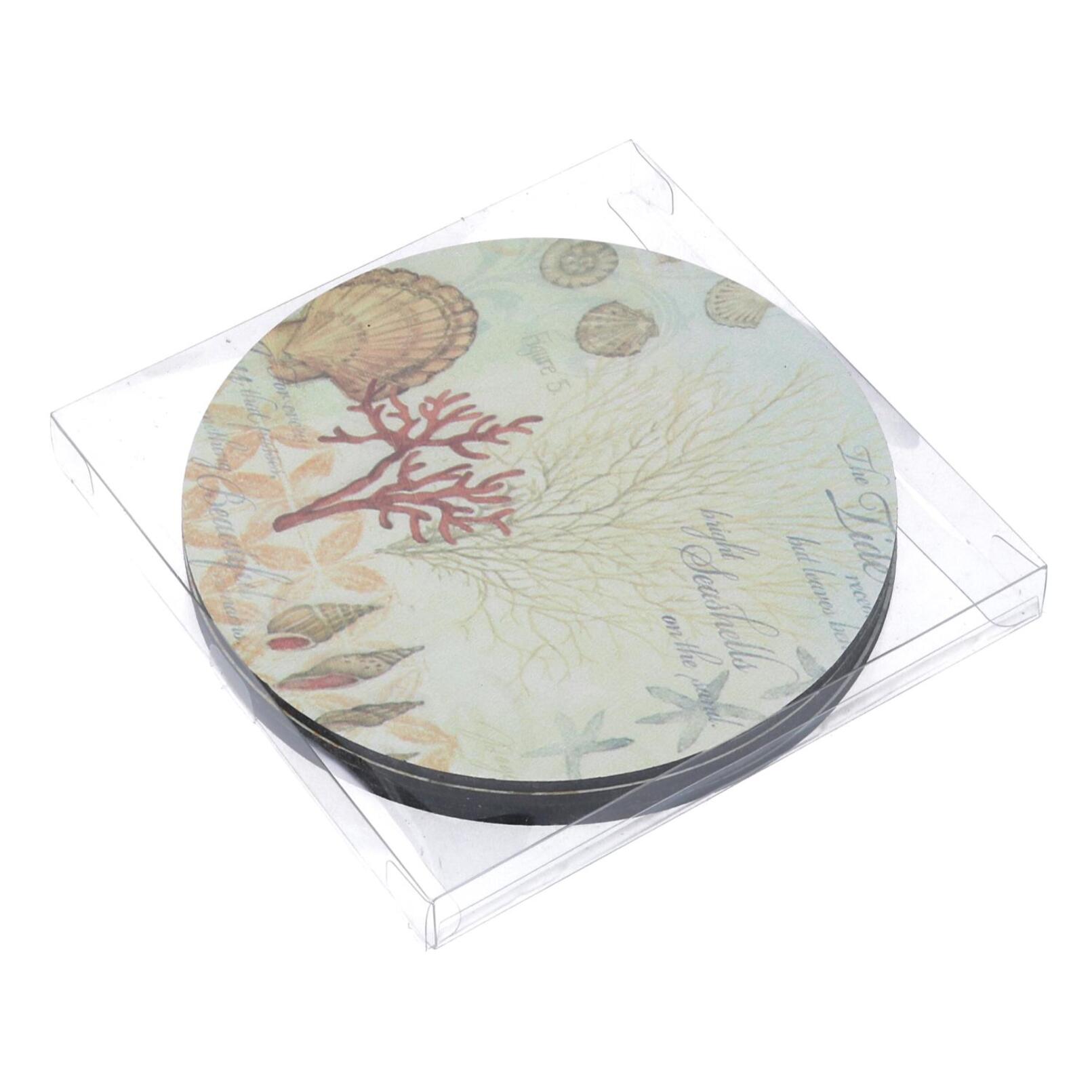 Sottopentola in legno mare confezione da 4 pezzi bianco tondo cmø18h0,5