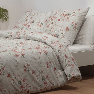 Parure de lit avec housse de couette 240x220 cm + 2 taies d'oreiller 65x65 cm 100% percale de coton - LINDSAY -