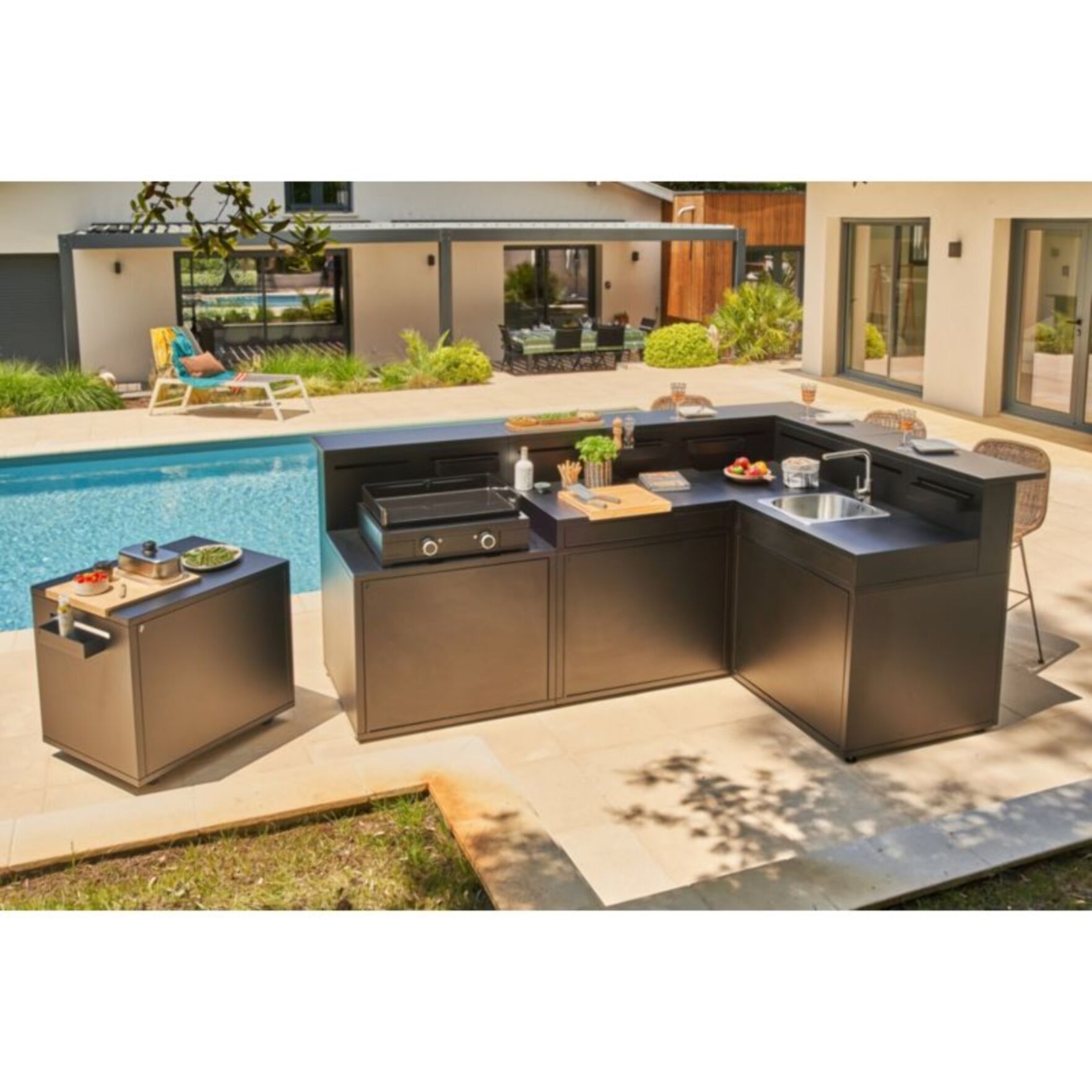 Chariot Plancha FORGE ADOUR DRPAF N Noir Roulant Acier Fermé  colmpatible plancha 80 cm DRPAF N Roulant Plancha Acier Fermé Noir