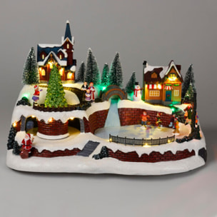 Escena de navidad decorativa con luces led y música 41x26x27cm