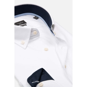 camicia uomo 1 bottone button down slim Jacquard Fantasia Bianco