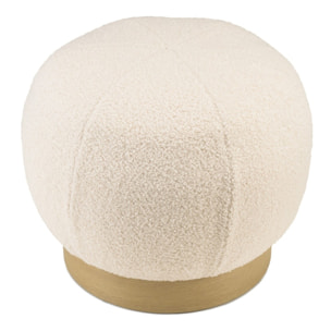 AGATHE - Pouf rond en tissu bouclette blanc D47cm