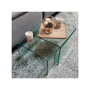 Ensemble 2 tables basses gigognes en verre trempé - BENT