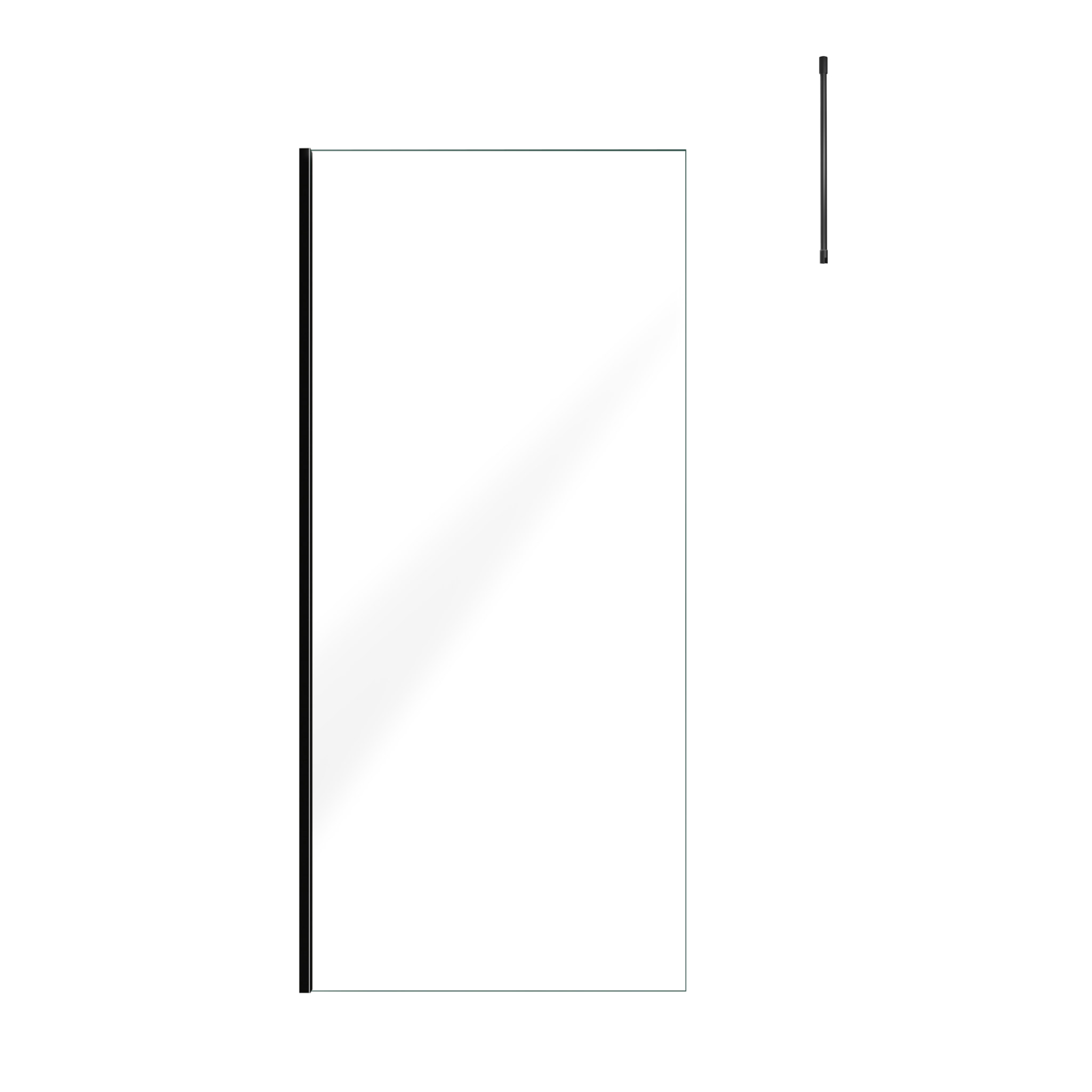 Paroi de Douche 90x200cm Verre Transparent - Profilé + Barre Plafond Noire - FREEDOM 2 BLACK