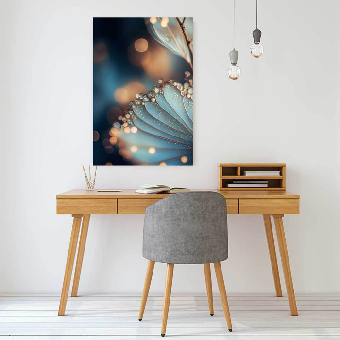 Tableau de fleurs gouttes d'or et petales blancs  Toile imprimée