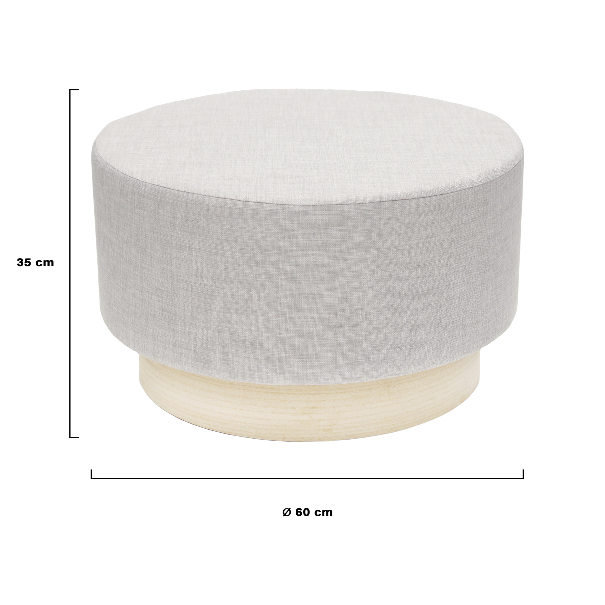 Pouf Scandinave Gris Clair 60cm