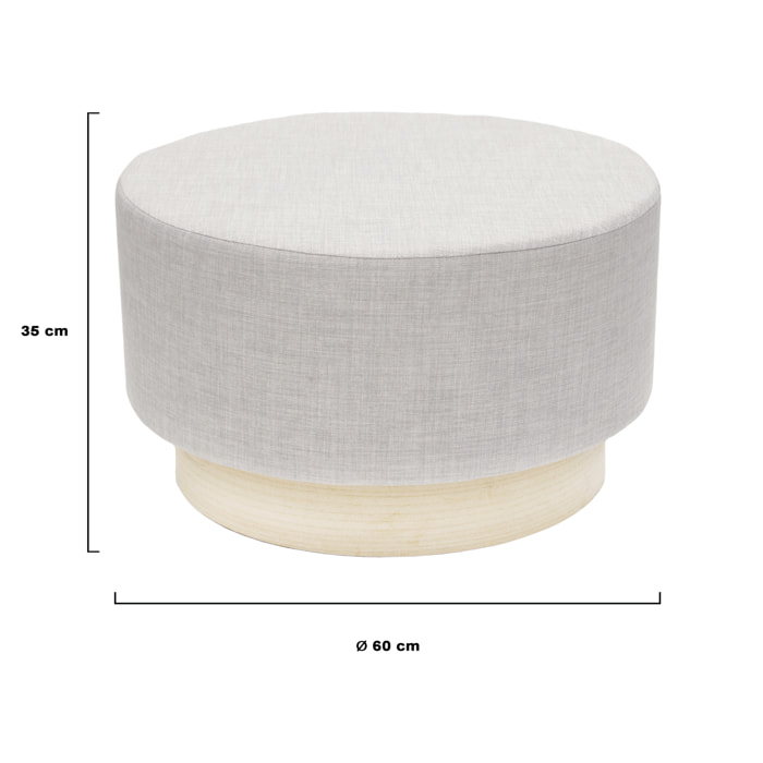 Pouf Scandinave Gris Clair 60cm