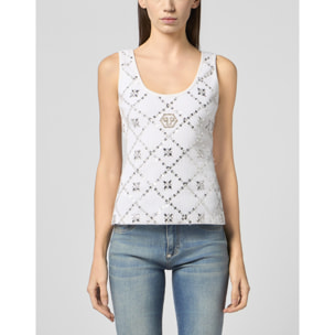 PHILIPP PLEIN Tank Top Rhomb Flower Strass