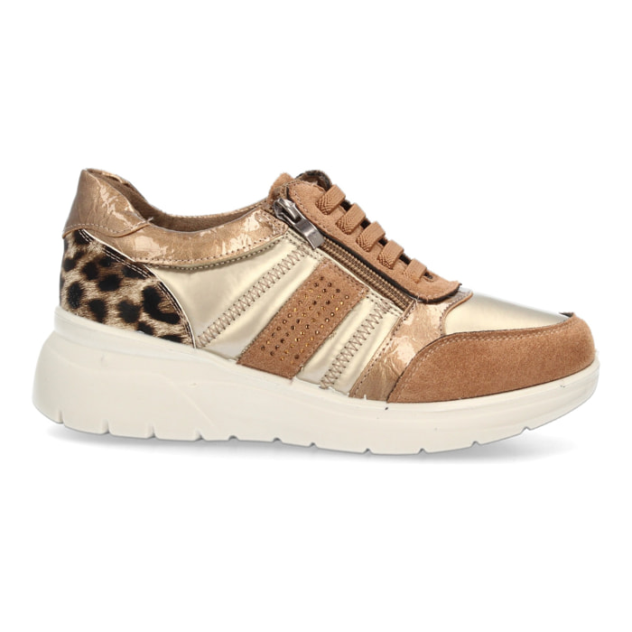 Zapatillas cuña con cremallera lateral para mujer