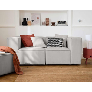 Arty - module d'assise gauche - en velours côtelé - Gris clair