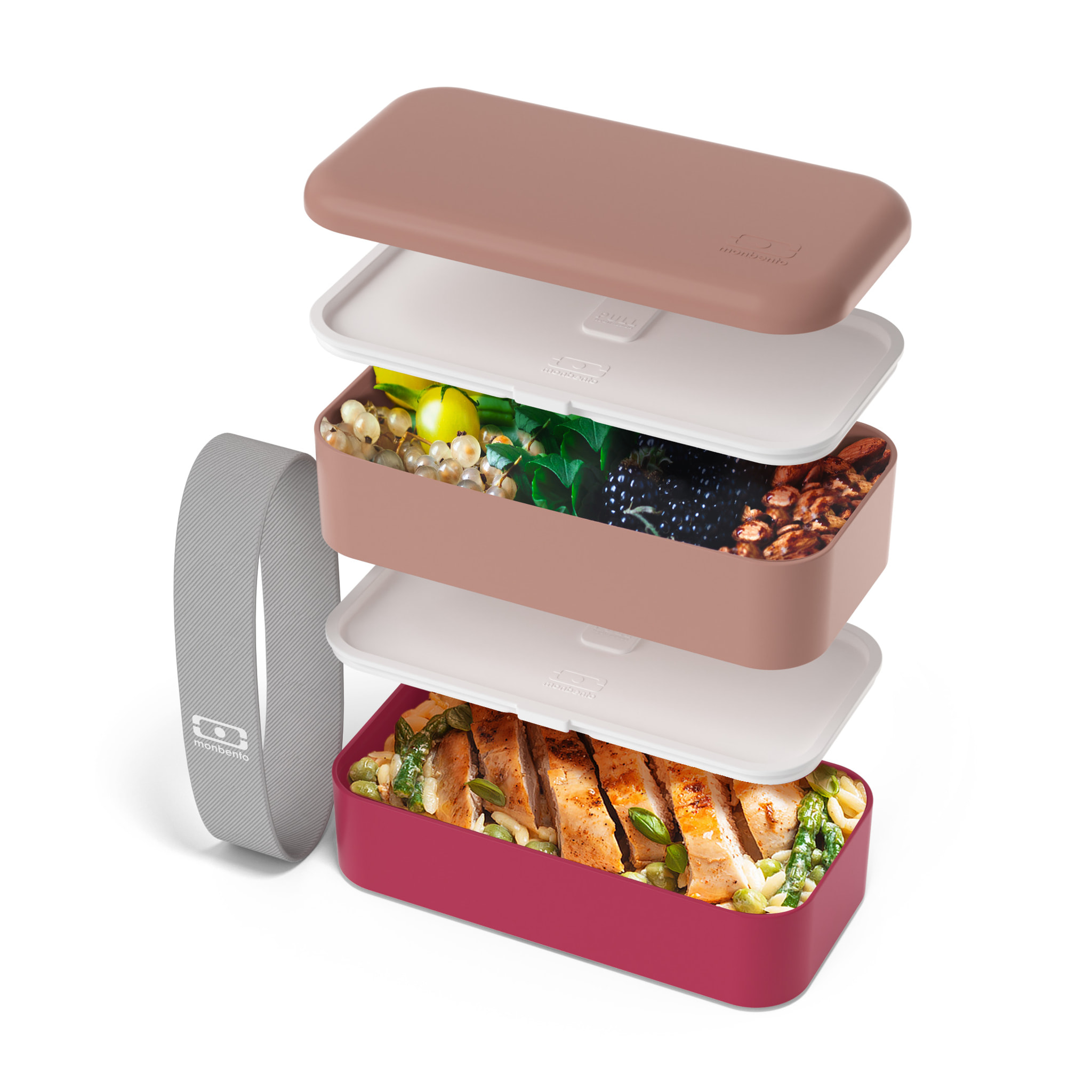 Lunch box 2 compartiments Original 1L Made in France rose Moka / rose Magnolia