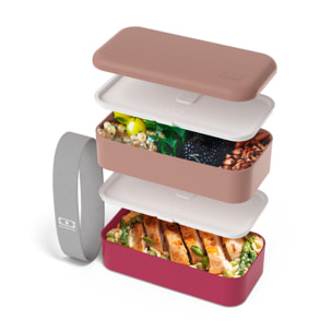 Lunch box 2 compartiments Original 1L Made in France rose Moka / rose Magnolia