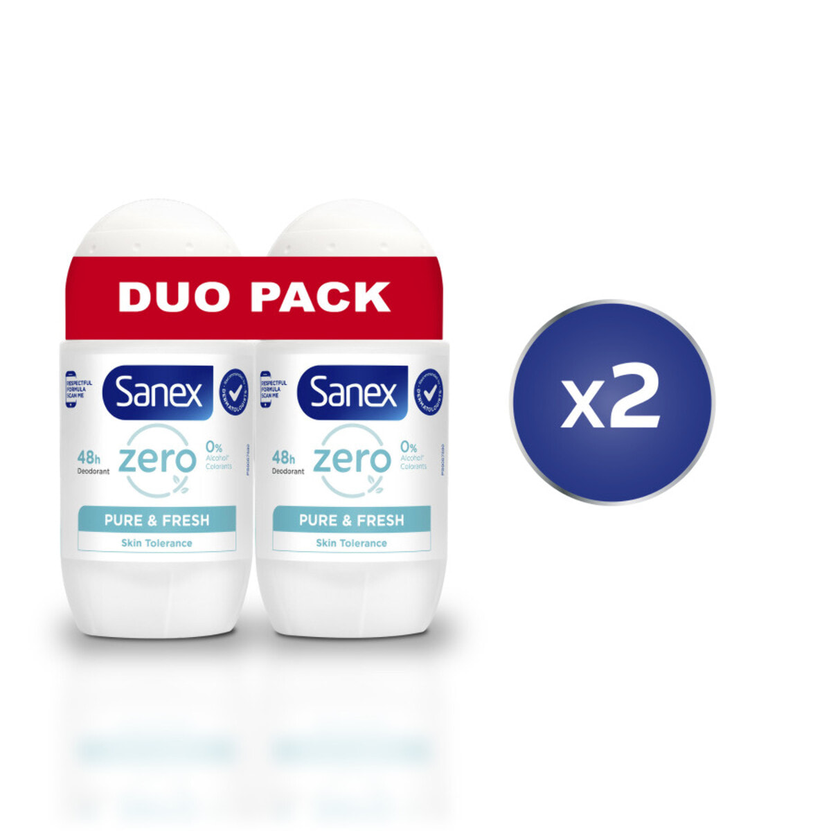 Pack de 2 - Lot de 2 Déodorants Sanex 0% Pure Fresh bille 50ml