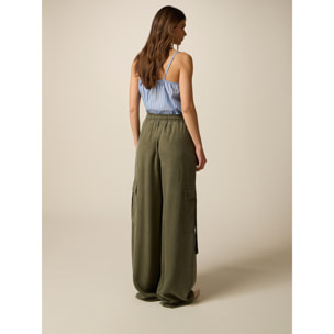 Oltre - Pantaloni cargo in tencel - Verde militare