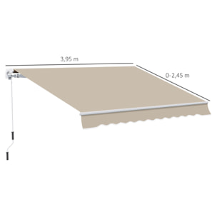 Toldo con Brazo de Aluminio Poliéster y Acero 4x2,5m Beige