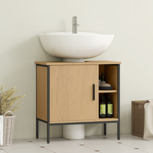 Mueble bajo Lavabo Mueble de Baño con Puerta y Estante Ajustable para Lavabo con Pedestal 60x30x59,5 cm Roble