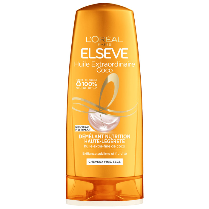 Lot de 6 - L'Oréal Paris Elseve Huile Extraordinaire Coco Démêlant Cheveux Fins et Secs 250ml