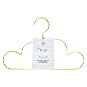 Lot de 3 cintres "Nuage" doré plastique