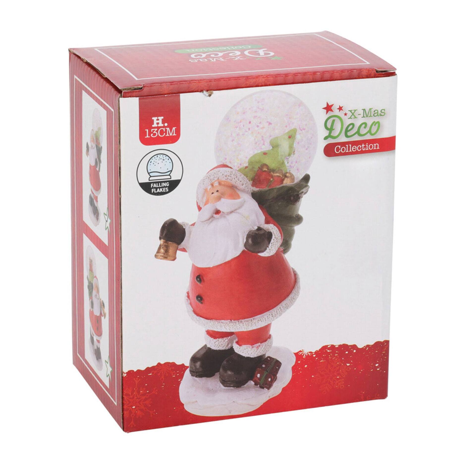 Figura de papá noel decorativa con bola de nieve 9,5x5,5x13cm - 2 diseños (surtido)