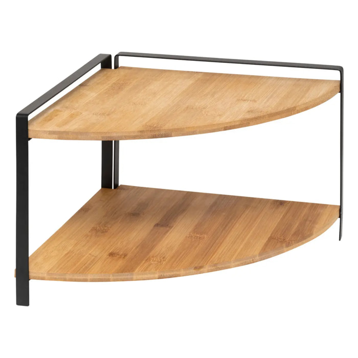 Étagère d'angle "Ordera" 2 niveaux noir