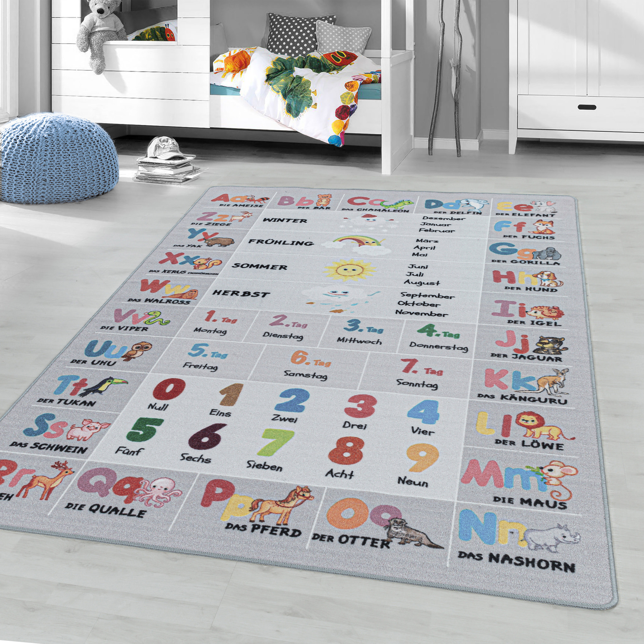 PLAY - Tapis enfant éducatif gris - PLA2904GRI