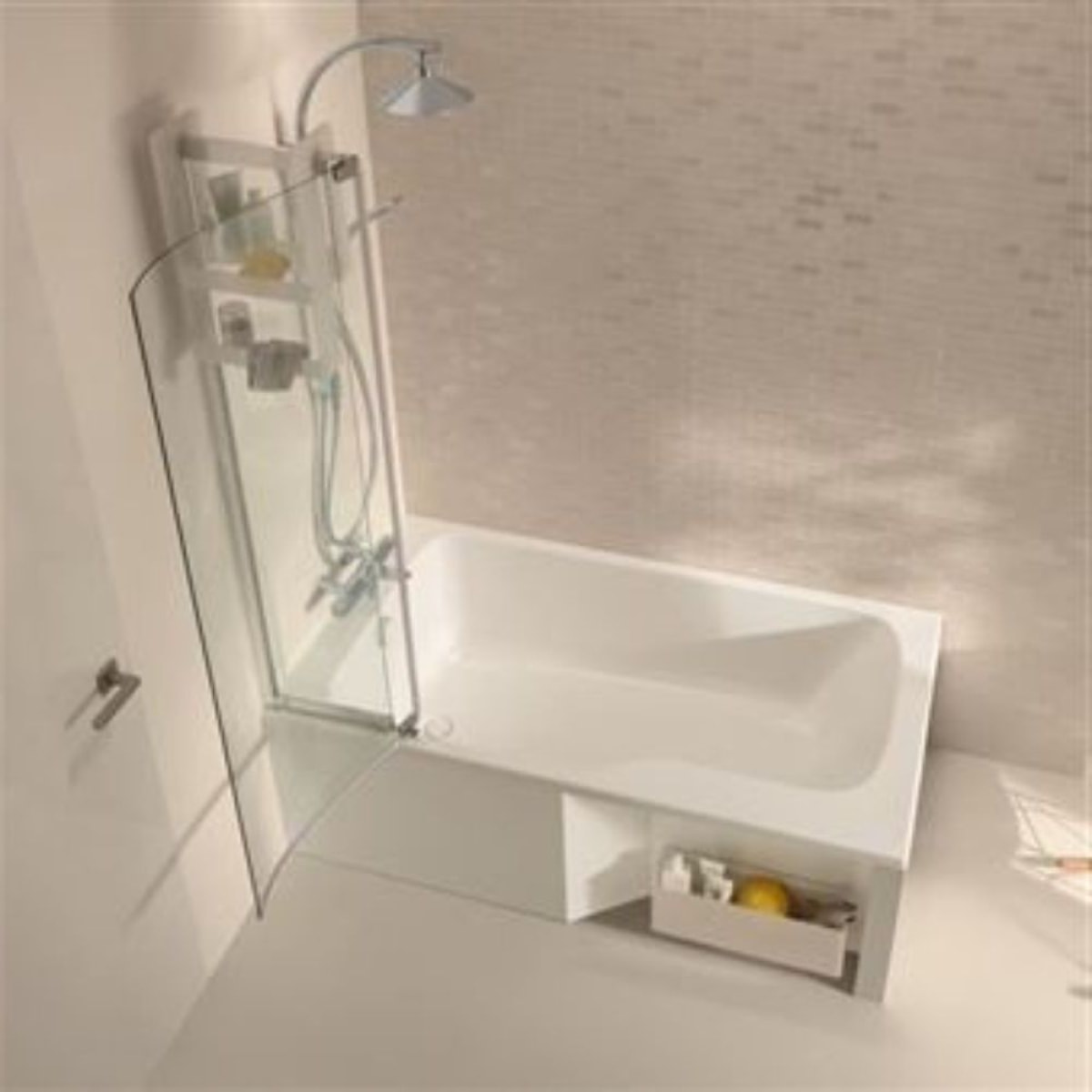 Baignoire bain douche Malice + tablier + pare bain + étagère