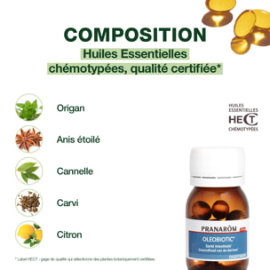 Pranarom - Oleobiotic® Santé intestinale* - 15 capsules