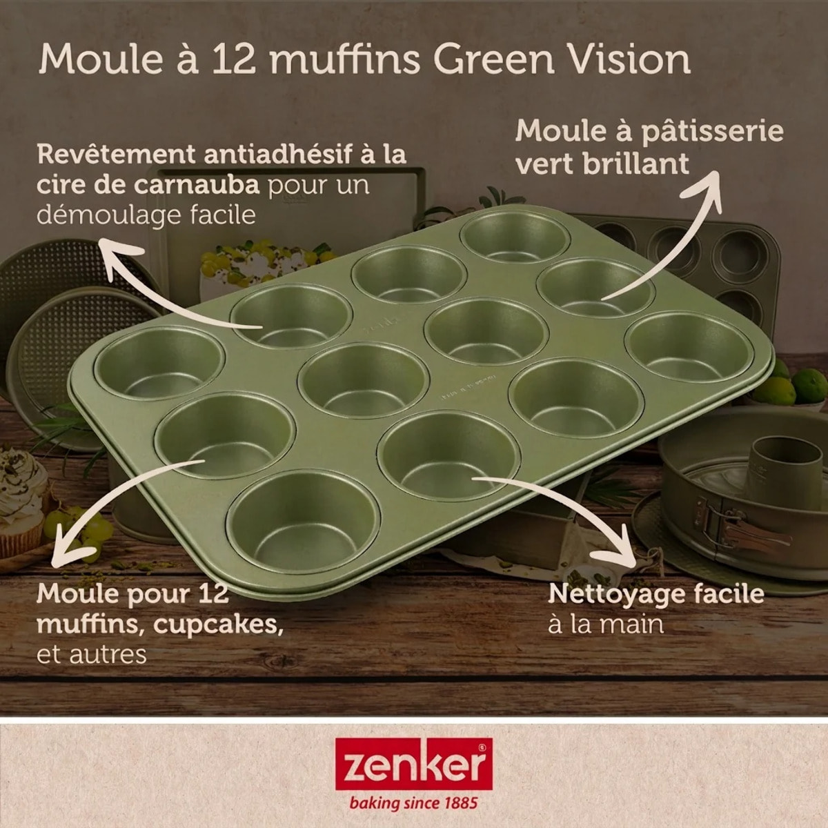 Moule à muffins 12 empreintes 38 x 26 cm Zenker Green Vision