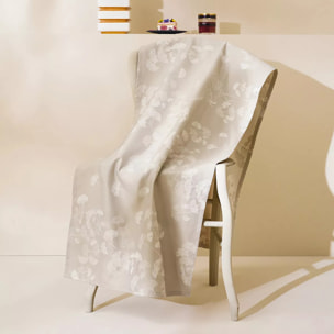 Chemin de table pur coton motif jacquard beige Mille ginkos naturel
